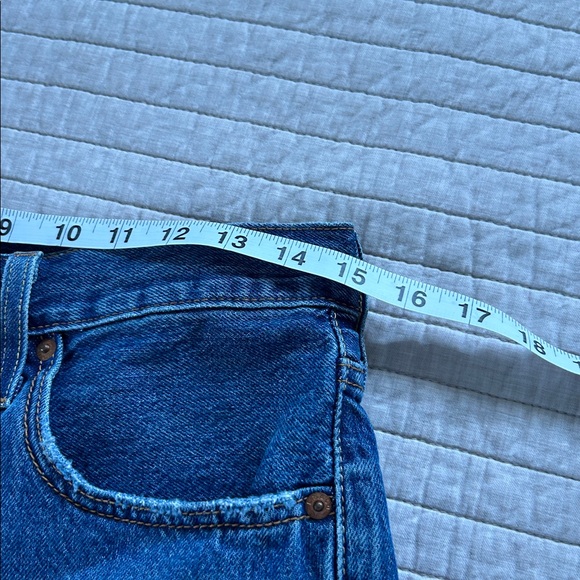 Levi’s 501 med dark distressed, cut off classic denim jean shorts 27” - Picture 2 of 10